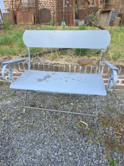 Banc de jardin ancien en fer forgé massif