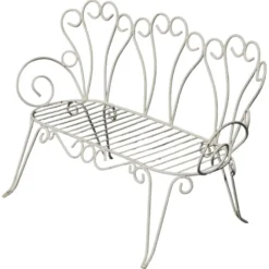 Banc de jardin décoratif en fer forgé français, milieu du 20e siècle, années 1950
