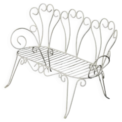 Banc de jardin décoratif en fer forgé français, milieu du 20e siècle, années 1950