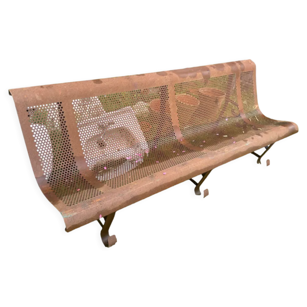 Banc de jardin de style industriel français en métal forgé