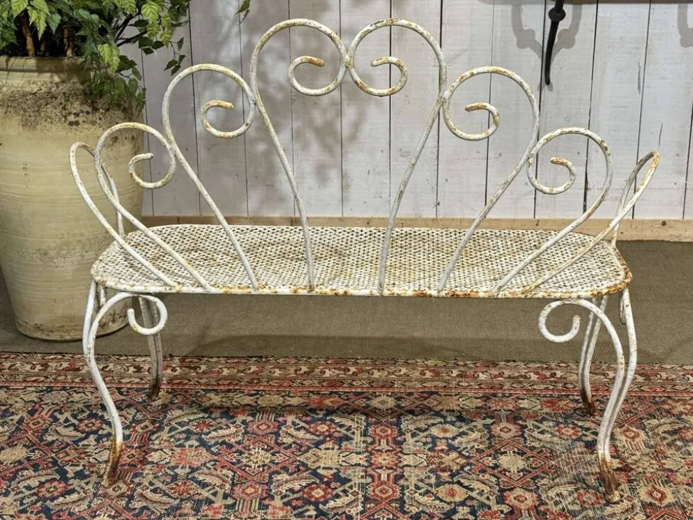Banc de jardin en fer forgé des années 1950