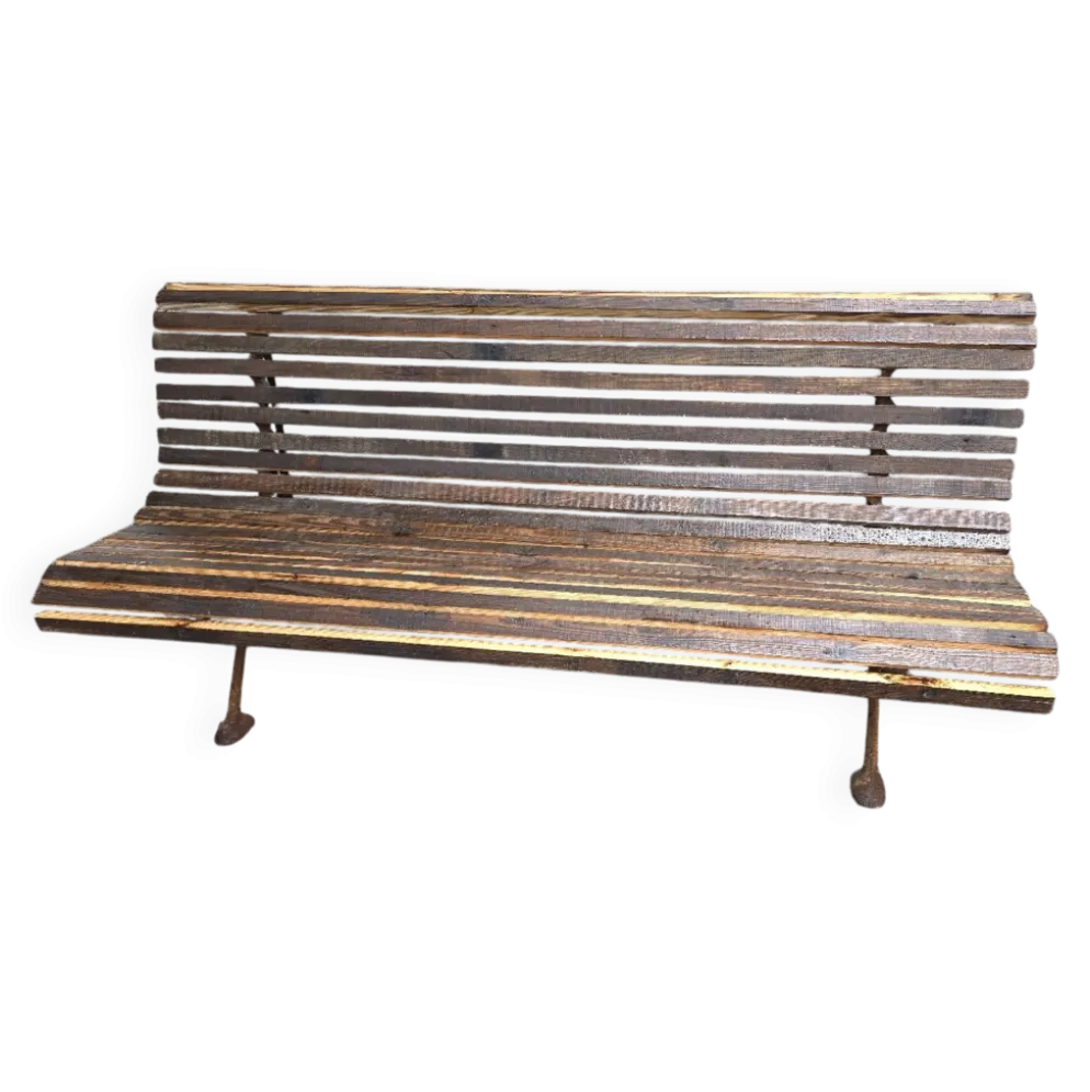 Banc de jardin en fonte avec lattes en bois