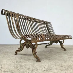 Banc de jardin en fonte fin 19ème à lames renversées