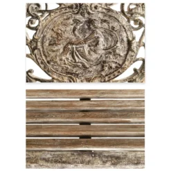 Banc en fonte sculptée et bois à patine blanche