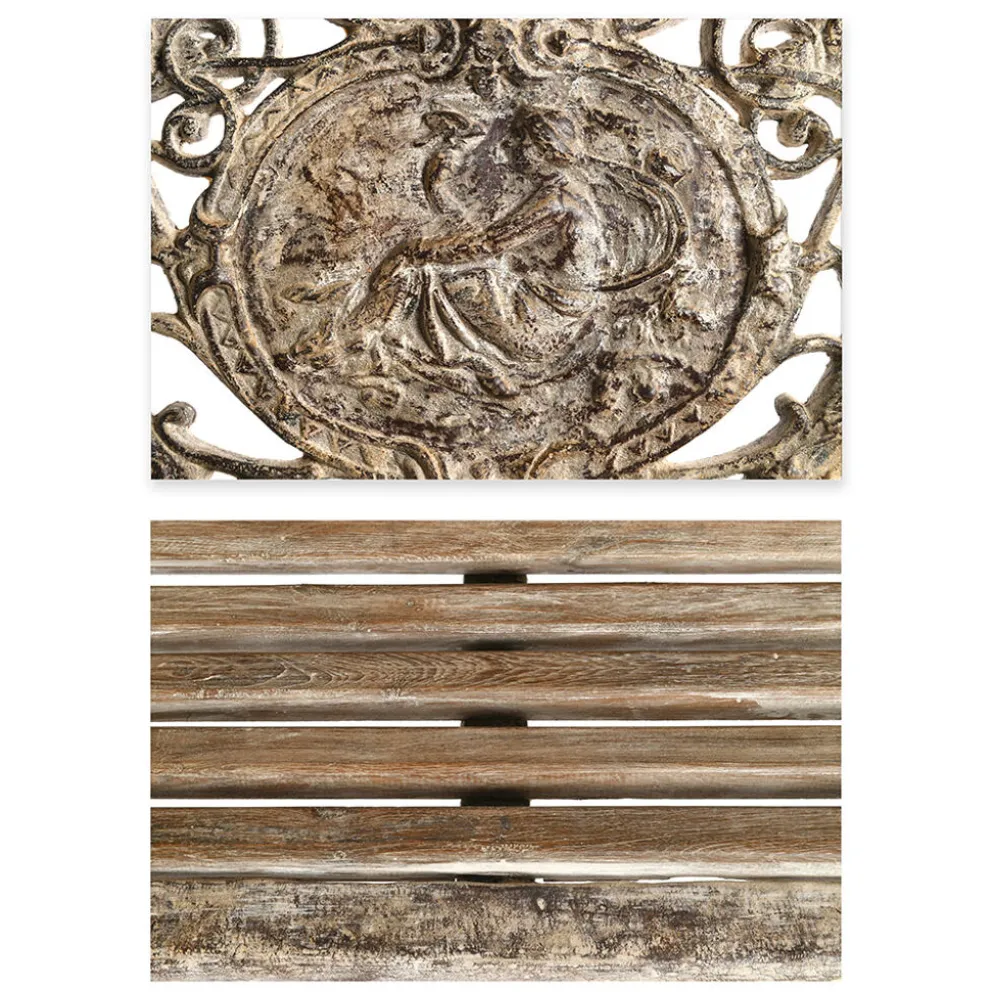 Banc en fonte sculptée et bois à patine blanche
