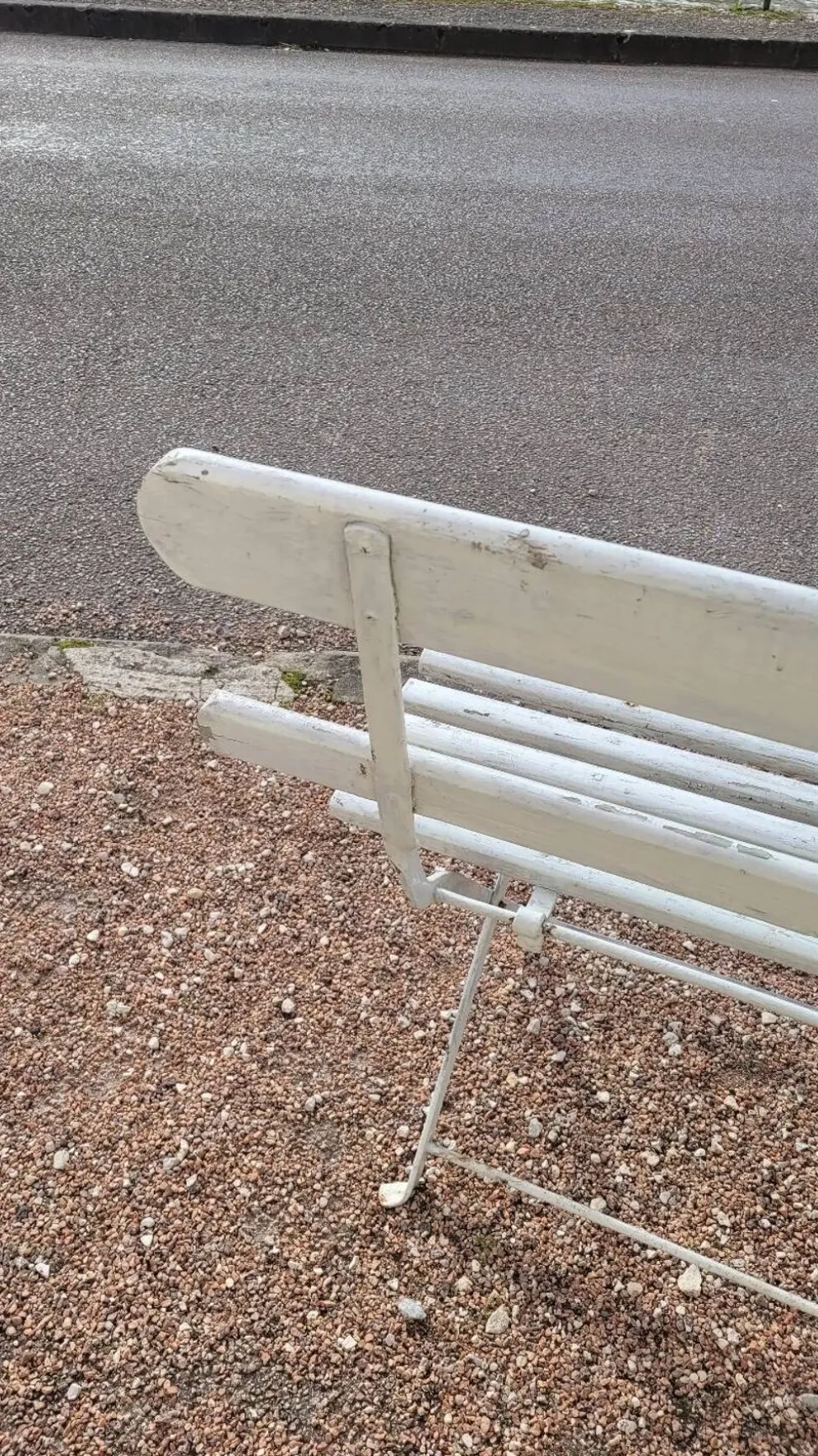 Banc pliant de Jardin en fer et bois ancien - 1950s