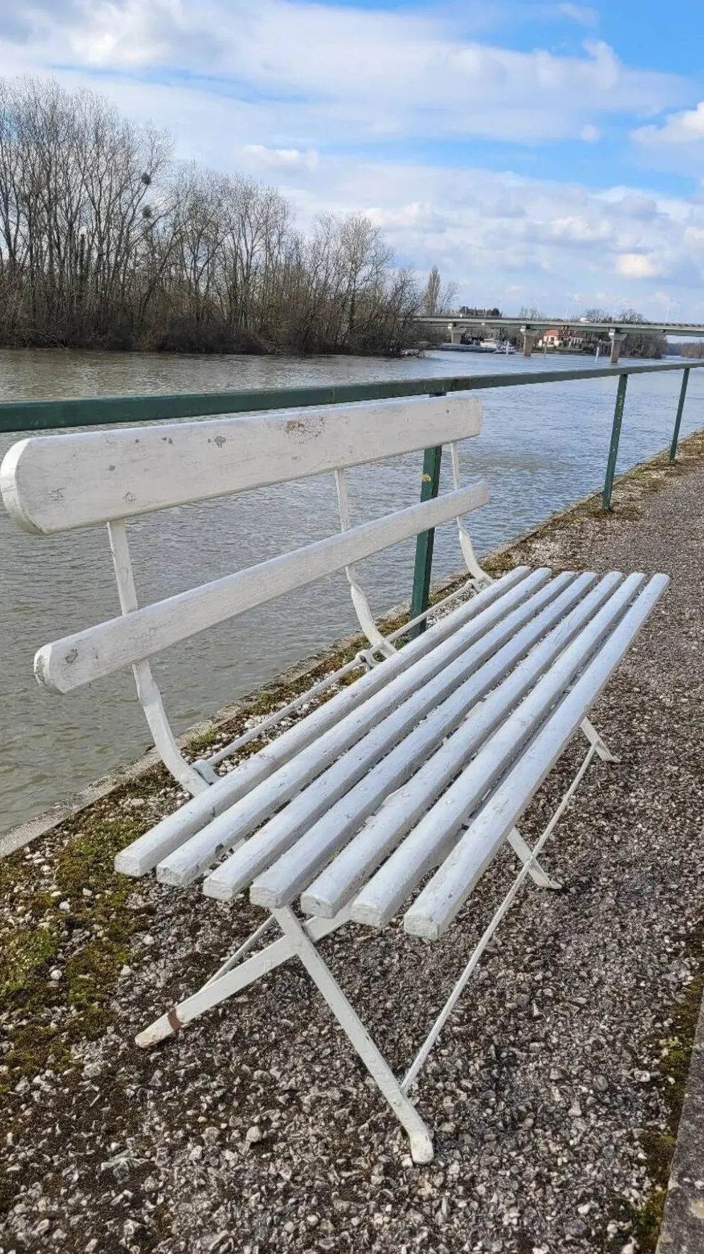 Banc pliant de Jardin en fer et bois ancien - 1950s