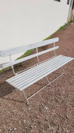 Banc pliant de Jardin en fer et bois ancien - 1950s