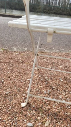 Banc pliant de Jardin en fer et bois ancien - 1950s