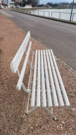 Banc pliant de Jardin en fer et bois ancien - 1950s