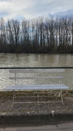 Banc pliant de Jardin en fer et bois ancien - 1950s