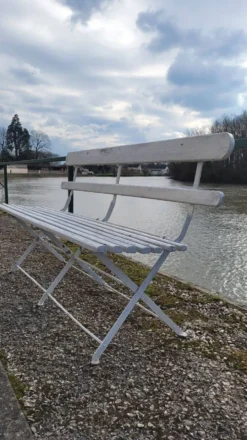 Banc pliant de Jardin en fer et bois ancien - 1950s