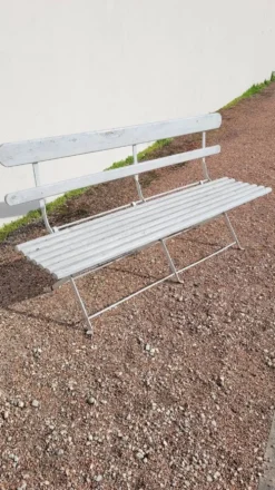 Banc pliant de Jardin en fer et bois ancien - 1950s