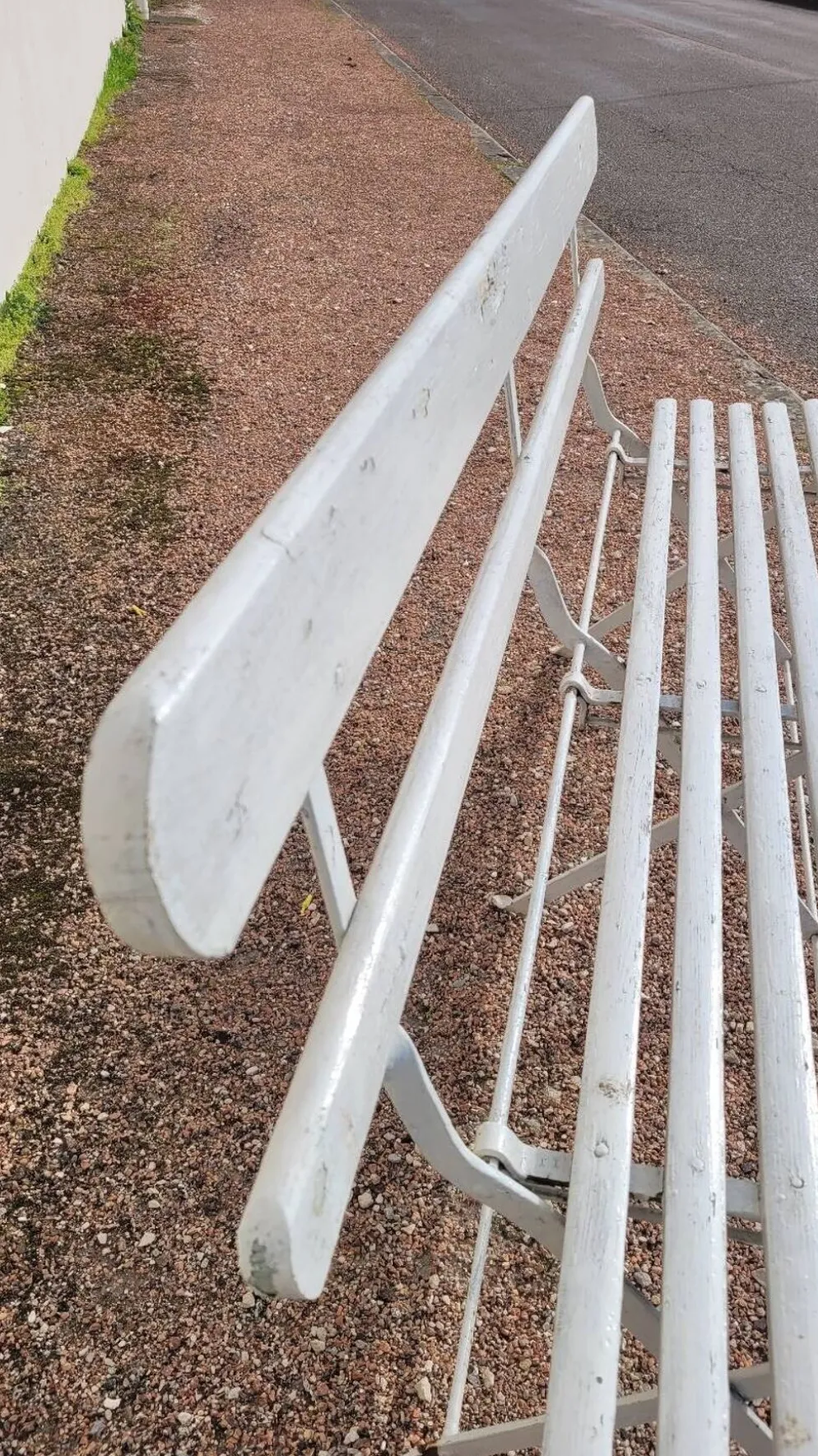 Banc pliant de Jardin en fer et bois ancien - 1950s