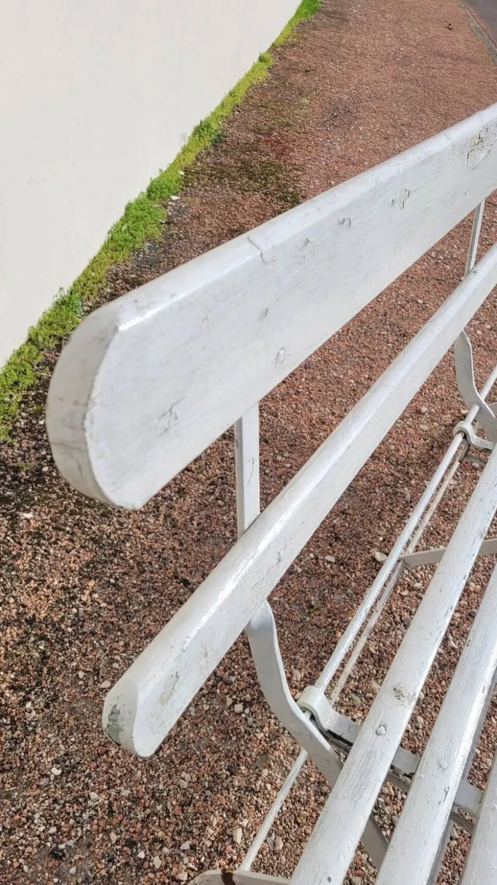 Banc pliant de Jardin en fer et bois ancien - 1950s