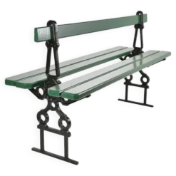 Banc public parisien Davioud en fonte noir et bois vert