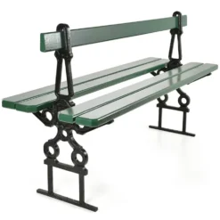 Banc public parisien Davioud en fonte noir et bois vert