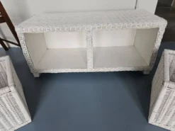 Banc rangement rotin
