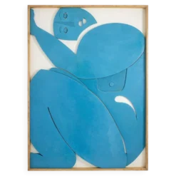 Bas-relief en bois laqué bleu. Travail contemporain d’artiste français.