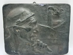 Bas-relief en plâtre "Le Mineur" de Constantin Meunier