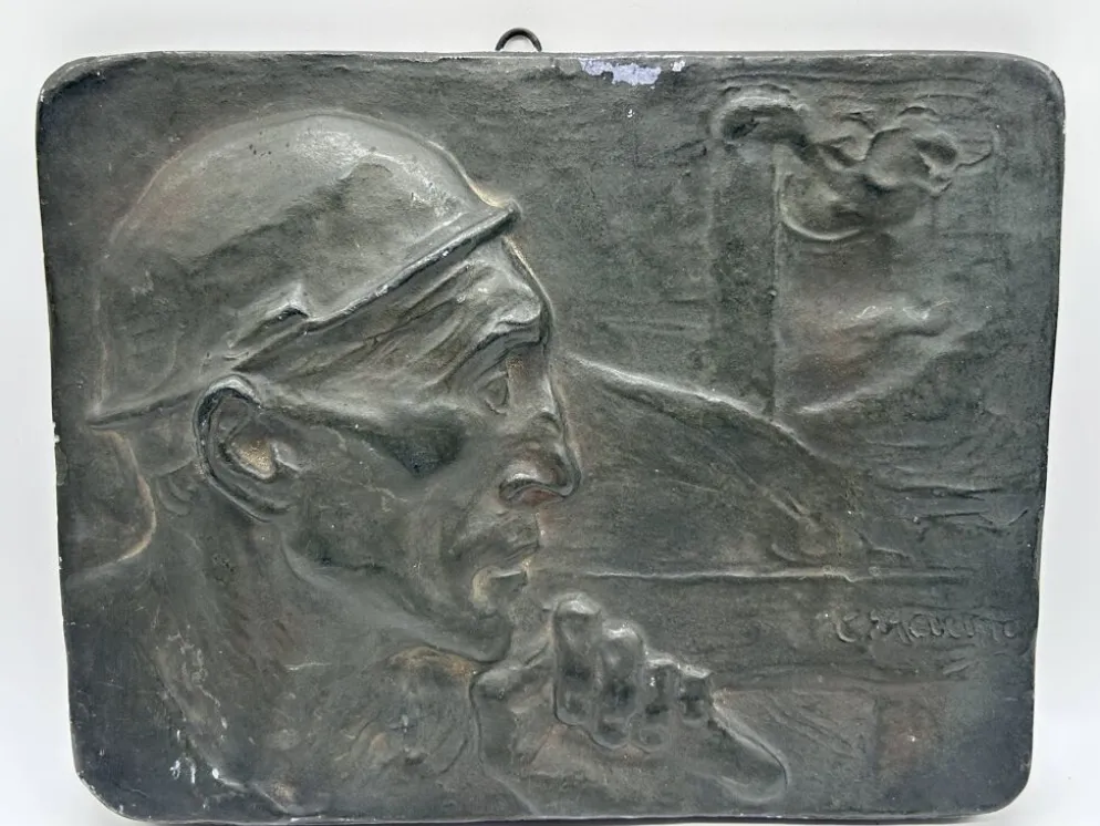 Bas-relief en plâtre "Le Mineur" de Constantin Meunier