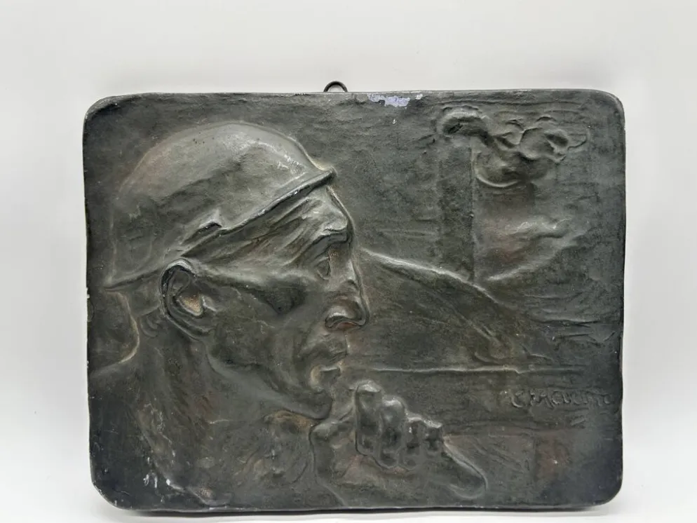Bas-relief en plâtre "Le Mineur" de Constantin Meunier