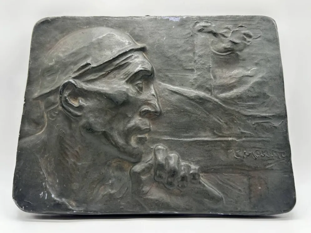 Bas-relief en plâtre "Le Mineur" de Constantin Meunier