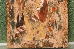 Bas relief en terre cuite, art brut, signé Christophe Jehan