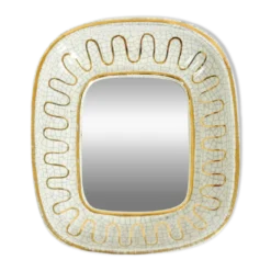 Beau petit miroir en céramique Art Déco par Gmundner Keramik Autriche, 1920