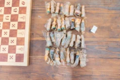 Beech wood chess board, new, with pieces in original box
