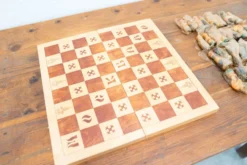 Beech wood chess board, new, with pieces in original box