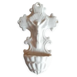 Benitier ancien porcelaine de Sèvres XIXème signé MF