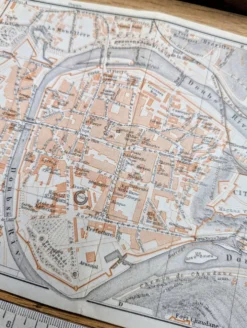 Besançon, Doubs, plan original imprimé en 1908.