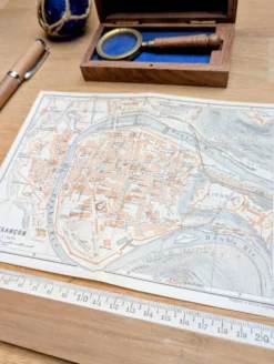 Besançon, Doubs, plan original imprimé en 1908.