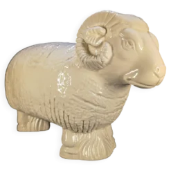 Bélier en céramique émaillée écru