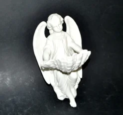 Bénitier ange ancien en biscuit porcelaine de Sèvres signé MF