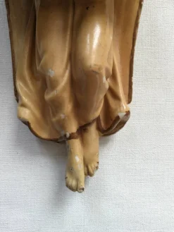 Bénitier céramique ange ailé antique objet religieux décoration campagne