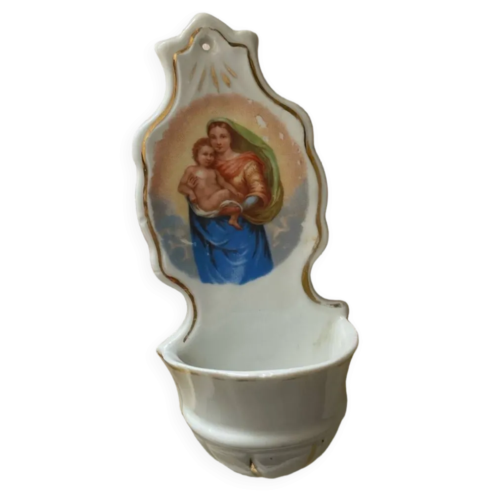 Bénitier en porcelaine de Paris XIX