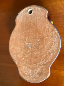 Bénitier vintage en terre cuite émaillée