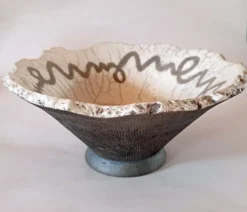 Bol en céramique Raku portugais contemporain - Poterie de studio brutaliste