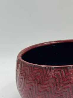 Bol en céramique vintage texturé rouge lie-de-vin