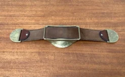 Bol ou cendrier en bronze et cuir avec accoudoirs, années 1960