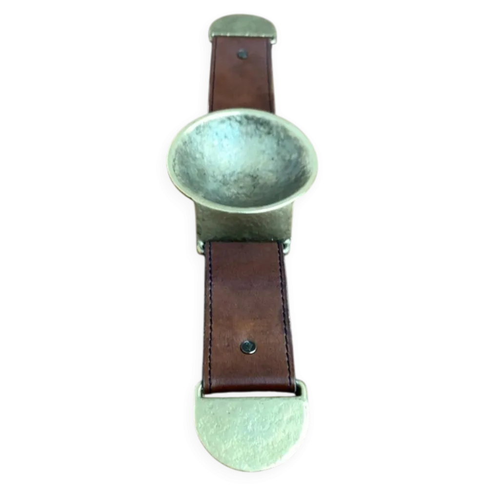 Bol ou cendrier en bronze et cuir avec accoudoirs, années 1960