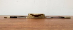 Bol ou cendrier en bronze et cuir avec accoudoirs, années 1960