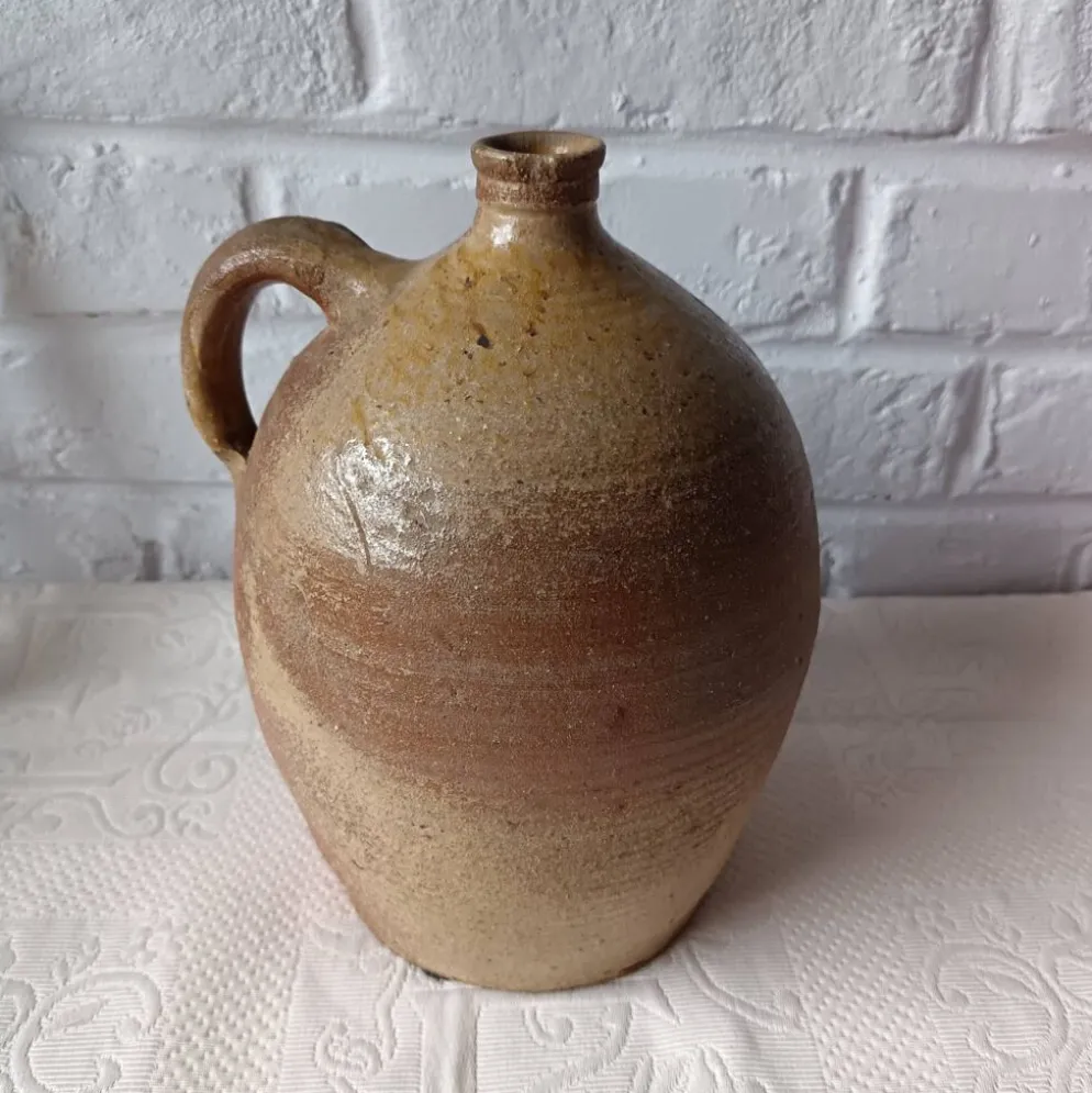 Bonbonne ancienne en grès beige marron France