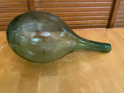 Bonbonne Dame Jeanne Ancienne Verre Soufflé Fond Rond Bouteille Vintag
