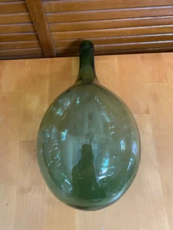 Bonbonne Dame Jeanne Ancienne Verre Soufflé Fond Rond Bouteille Vintag