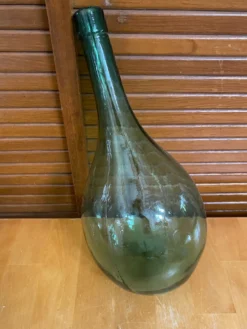 Bonbonne Dame Jeanne Ancienne Verre Soufflé Fond Rond Bouteille Vintag