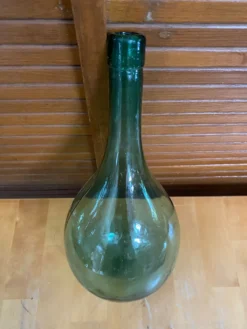 Bonbonne Dame Jeanne Ancienne Verre Soufflé Fond Rond Bouteille Vintag