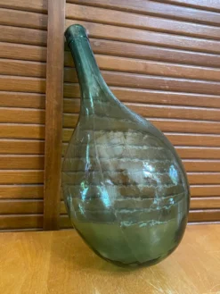 Bonbonne Dame Jeanne Ancienne Verre Soufflé Fond Rond Bouteille Vintag